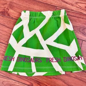 Fresh Dinosaurs amazing geometric girl’s skirt. Green and cream. 100% organic